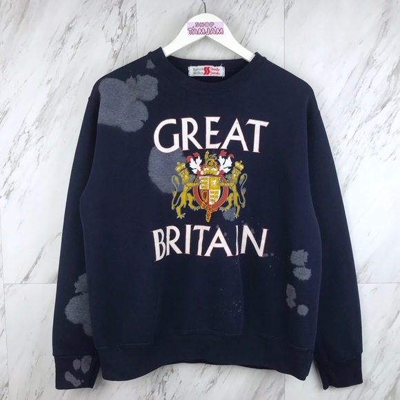 Vintage Tops - Vintage Great Britain Distressed Sweatshirt